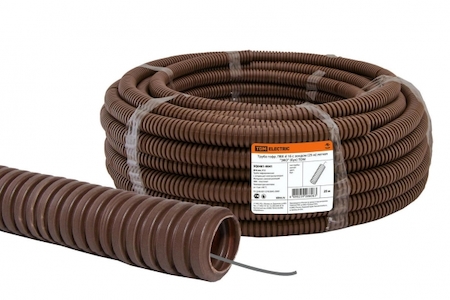 TDM ELECTRIC SQ0401-0041 Труба гофр.ПВХ d 16 с зондом (25 м) легкая "ЭКО" (бук) TDM